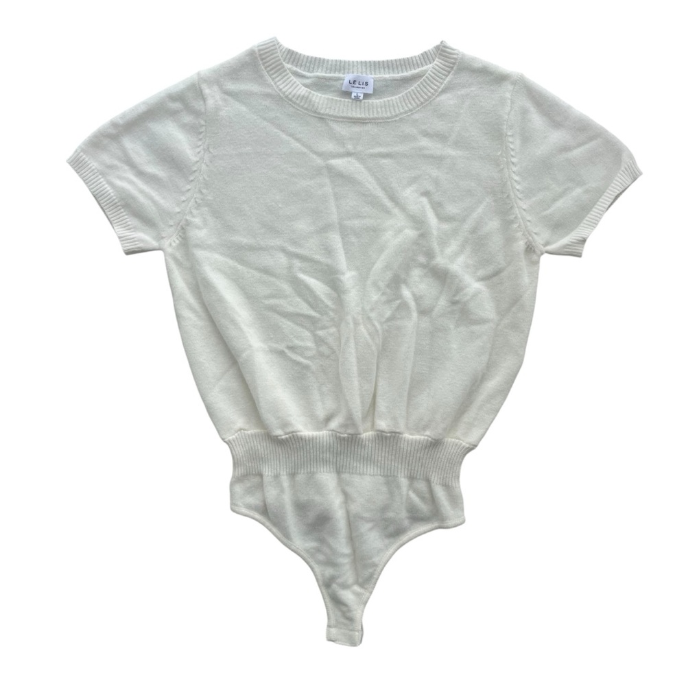 Le Lis Cream Short Sleeve Knit Bodysuit